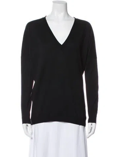 Pre-owned Barbara Bui Wool V-neck Sweater In Black