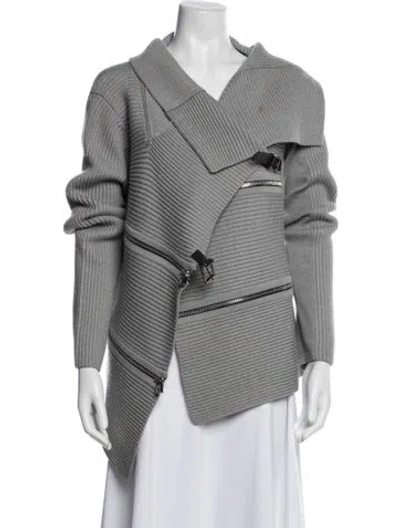 Pre-owned Barbara Bui Wool V-neck Sweater In Gray
