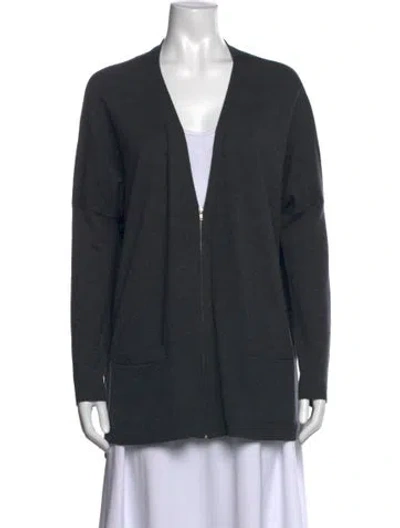 Pre-owned Barbara Bui Wool V-neck Sweater In Gray