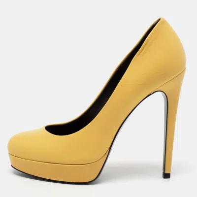 Barbara Bui Yellow Leather Platform Pumps