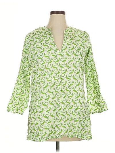 Pre-owned Barbara Gerwit 3/4 Sleeve Blouse In Green