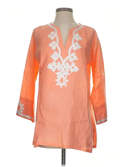 Pre-owned Barbara Gerwit 3/4 Sleeve Blouse In Orange