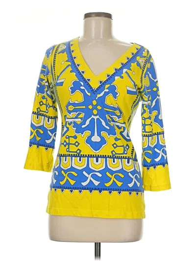 Pre-owned Barbara Gerwit 3/4 Sleeve Blouse In Yellow