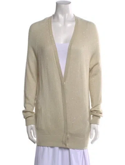 Pre-owned Barbara Lohmann Cashmere Plunge Neckline Sweater In Neutral