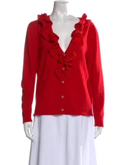Pre-owned Barbara Lohmann Cashmere V-neck Sweater In Red