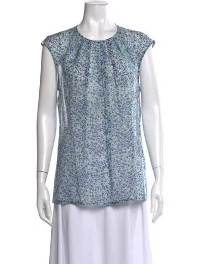 Pre-owned Barbara Lohmann Floral Print Crew Neck Top In Blue