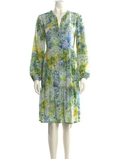 Pre-owned Barbara Lohmann Floral Print Knee-length Dress In Green