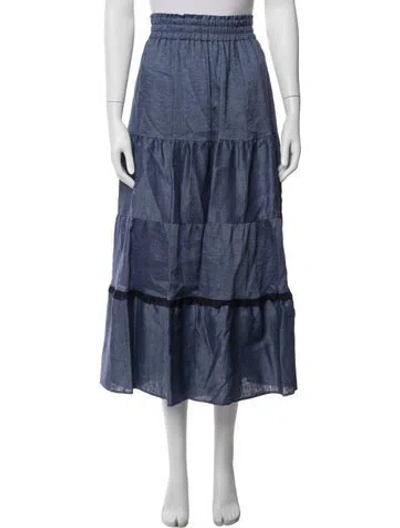 Pre-owned Barbara Lohmann Linen Long Skirt In Blue