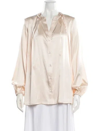 Pre-owned Barbara Lohmann Silk V-neck Blouse W/ Tags In Pink