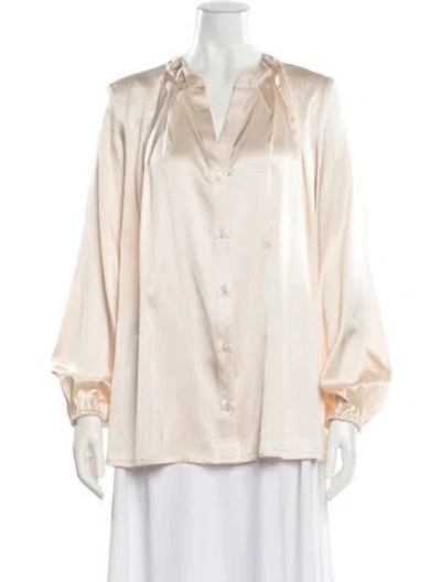 Pre-owned Barbara Lohmann Silk V-neck Blouse W/ Tags In Pink