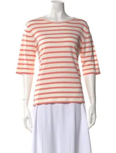 Pre-owned Barbara Lohmann Striped Scoop Neck T-shirt W/ Tags In Pink