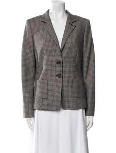 Pre-owned Barbara Lohmann Virgin Wool Plaid Print Coat In Neutral