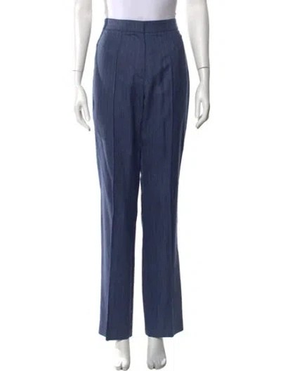 Pre-owned Barbara Lohmann Virgin Wool Straight Leg Pants W/ Tags In Blue