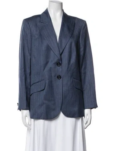 Pre-owned Barbara Lohmann Virgin Wool Striped Blazer W/ Tags In Blue