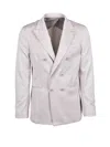 Barbati Beige Viscose Polyester Elastane Double-breasted Jacket In Gray