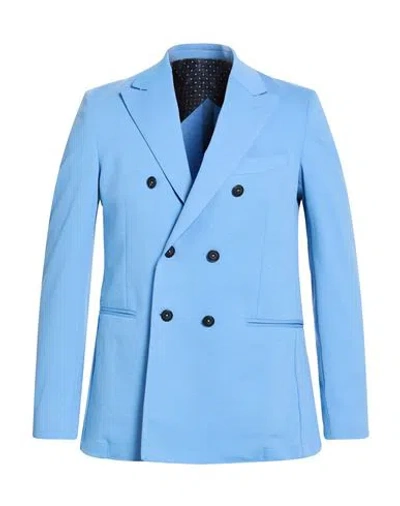 Barbati Man Blazer Azure Size 40 Cotton, Polyamide, Elastane In Blue