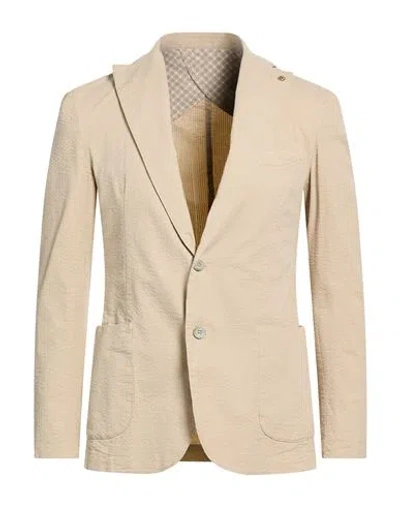Barbati Man Blazer Beige Size 38 Cotton, Elastane In Neutral