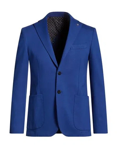 Barbati Man Blazer Bright Blue Size 38 Viscose, Polyamide, Elastane