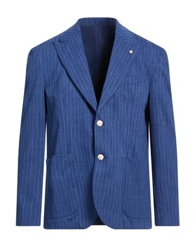 Barbati Man Blazer Bright Blue Size 44 Cotton, Polyamide, Elastane