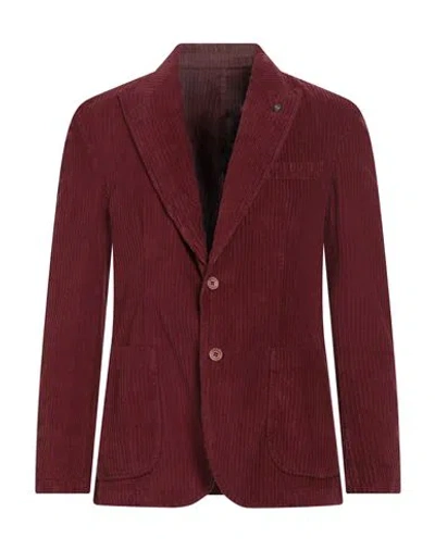 Barbati Man Blazer Burgundy Size 42 Cotton, Elastane In Red