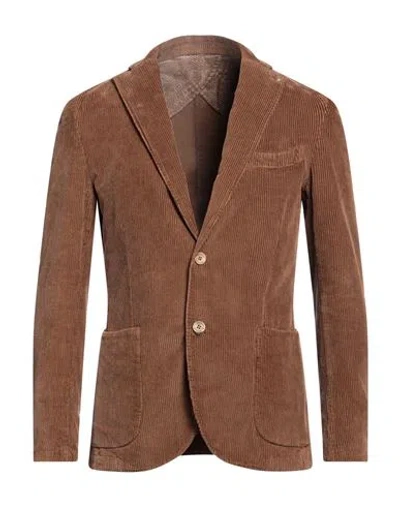 Barbati Man Blazer Camel Size 36 Cotton, Elastane In Beige