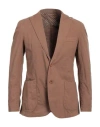 Barbati Man Blazer Camel Size 42 Cotton, Polyester, Elastane In Beige