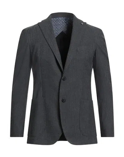 Barbati Man Blazer Charcoal Size 40 Polyester, Viscose, Wool, Elastane In Gray