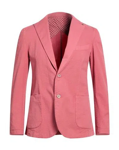 Barbati Man Blazer Coral Size 38 Cotton, Elastane In Red