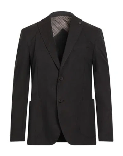 Barbati Man Blazer Dark Brown Size 40 Polyester, Viscose, Wool, Elastane