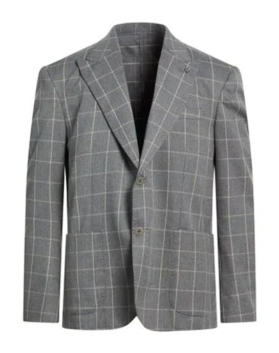 Barbati Man Blazer Grey Size 36 Polyester, Viscose, Elastane In Gray