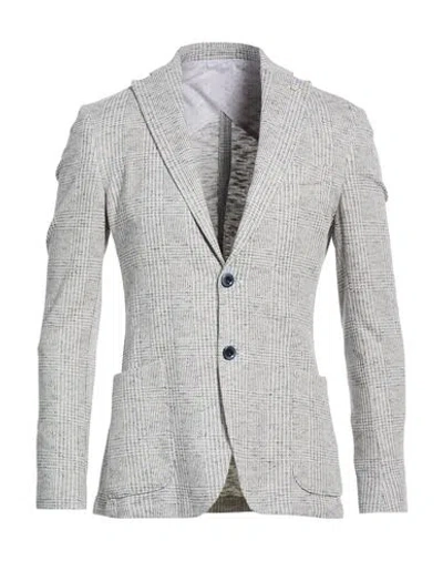 Barbati Man Blazer Grey Size 40 Cotton, Viscose, Polyester, Linen, Elastane In Gray