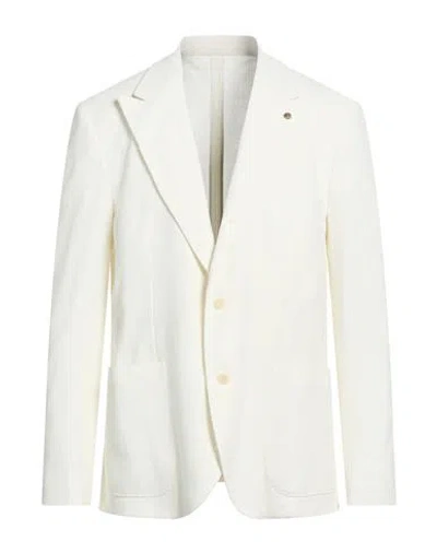 Barbati Man Blazer Ivory Size 44 Polyester, Cotton In White