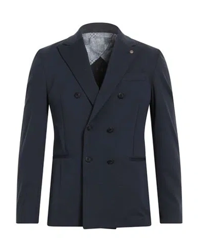 Barbati Man Blazer Navy Size 44 Cotton, Polyamide, Elastane In Navy Blue