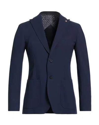 Barbati Man Blazer Navy Size 34 Polyester, Viscose, Elastane In Blue