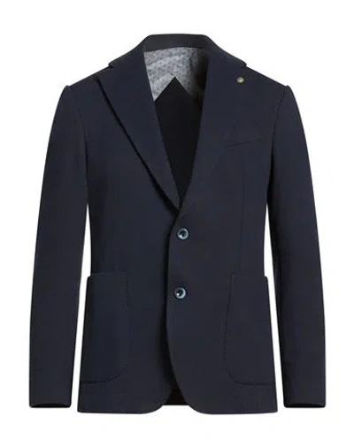 Barbati Man Blazer Navy Size 36 Polyester, Cotton, Elastane In Blue