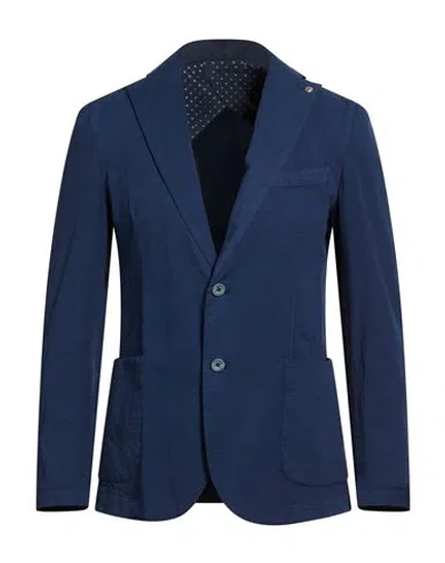 Barbati Man Blazer Navy Size 38 Cotton, Elastane In Blue