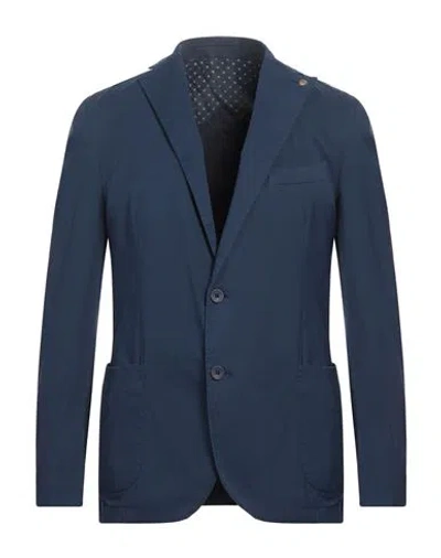 Barbati Man Blazer Navy Size 42 Cotton, Elastane