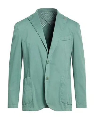 Barbati Man Blazer Sage Green Size 44 Cotton, Elastane