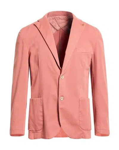 Barbati Man Blazer Salmon Pink Size 44 Cotton, Elastane
