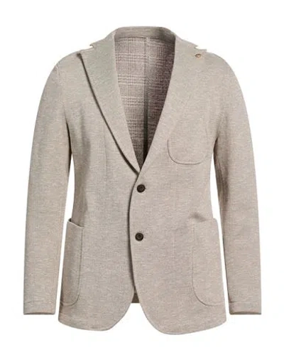 Barbati Man Blazer Sand Size 42 Viscose, Cotton, Polyamide, Elastane In Gray
