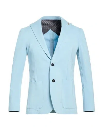 Barbati Man Blazer Sky Blue Size 34 Cotton, Polyamide, Elastane