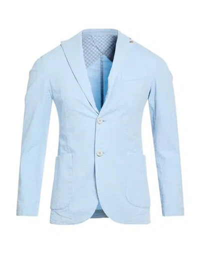 Barbati Man Blazer Sky Blue Size 38 Cotton, Elastane