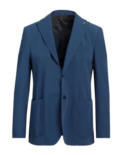 Barbati Man Blazer Slate Blue Size 42 Polyester, Viscose, Elastane