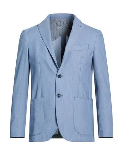 Barbati Man Blazer Slate Blue Size 46 Polyester, Viscose, Elastane