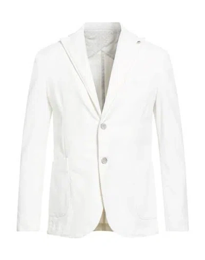 Barbati Man Blazer White Size 38 Cotton, Elastane