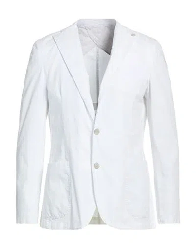 Barbati Man Blazer White Size 42 Cotton, Elastane