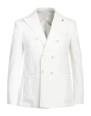 Barbati Man Blazer White Size 44 Cotton, Polyamide, Elastane In Multi