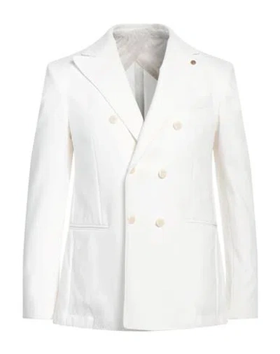 Barbati Man Blazer White Size 44 Cotton, Polyamide, Elastane