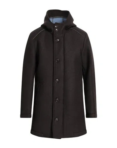 Barbati Man Coat Brown Size 42 Viscose, Polyester, Acrylic, Wool, Elastane