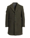 Barbati Man Coat Military Green Size 36 Polyester, Virgin Wool In Green